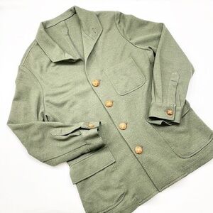Cortefiel olive green knit blazer jacket